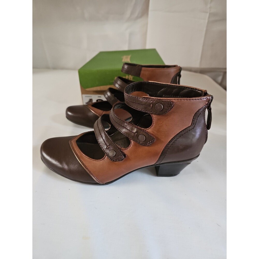 Earth Serano Brown Leather Mary Jane Two Tone Heels Women's size 8 - Picture 4 of 6